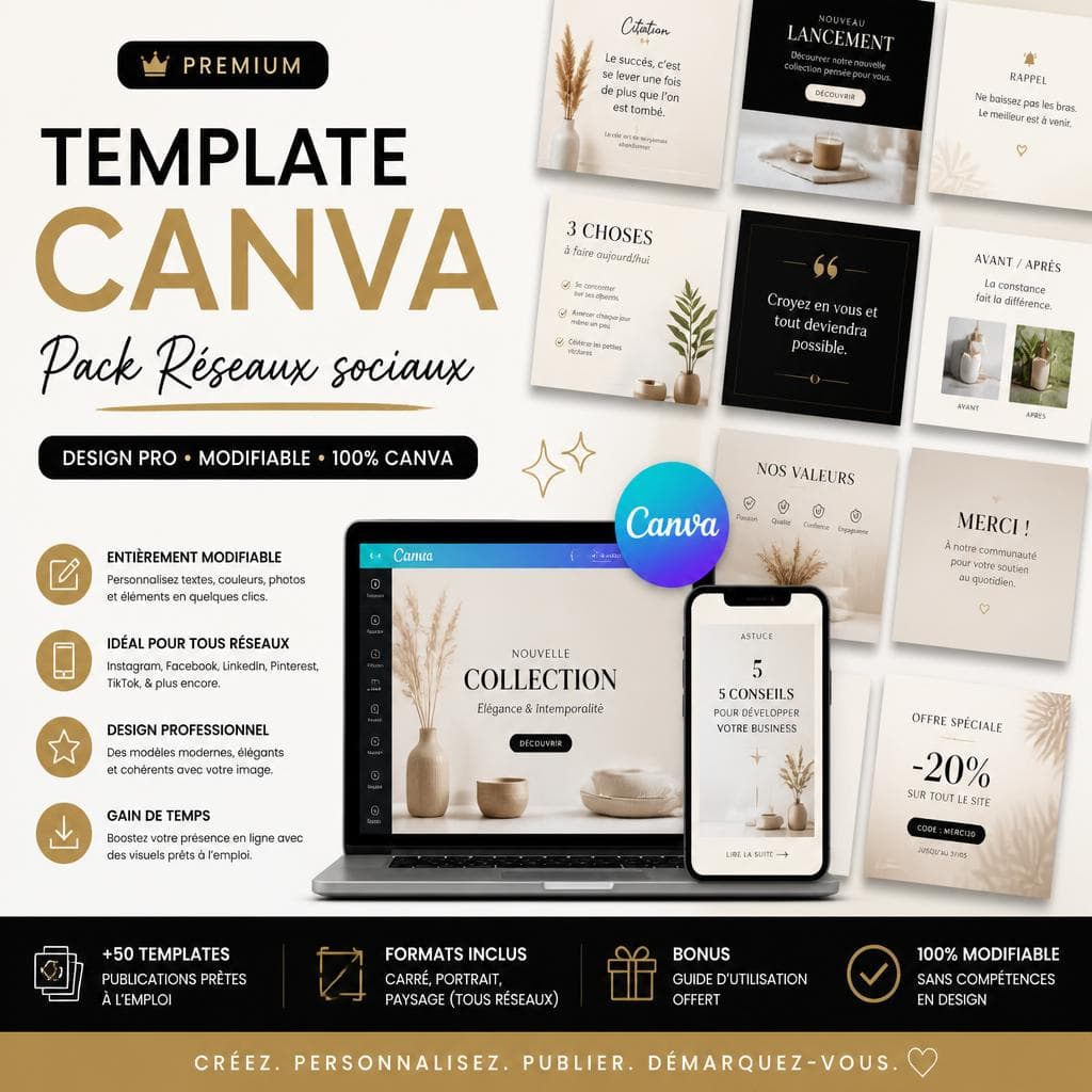 Template Canva Premium - Pack Réseaux sociaux